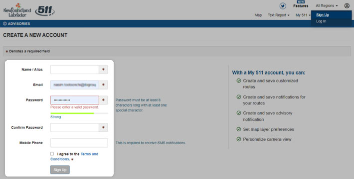 Sign up with 511NL