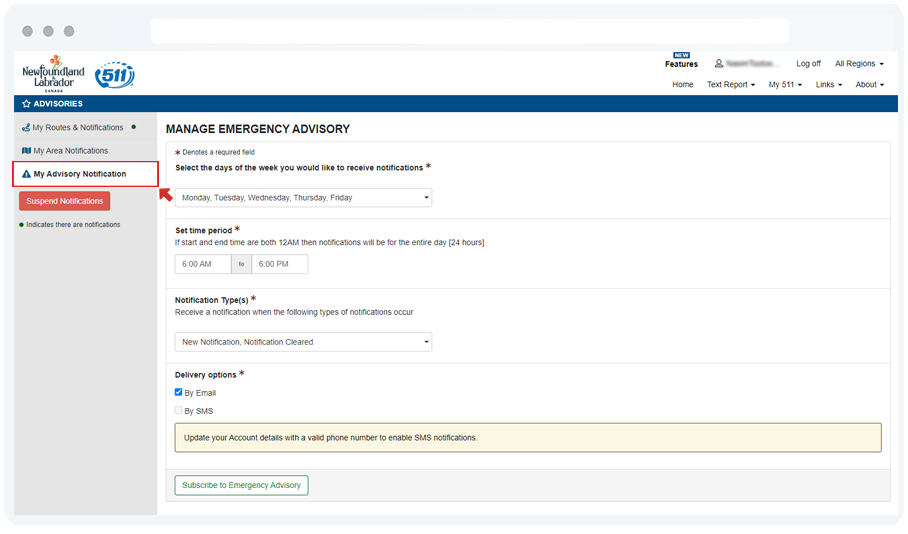 Creating Advisory Notification